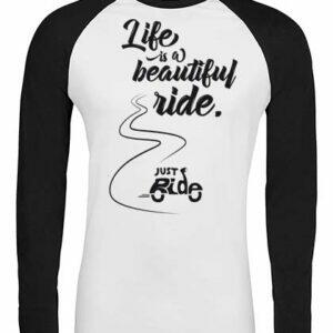 Baseball-Shirt "Beautiful Ride - JustRide", Men, black / white