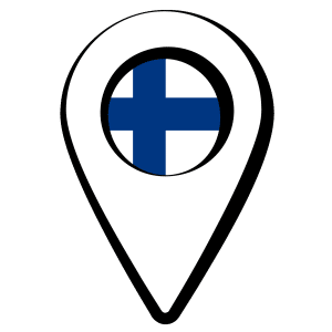 Standortmarker mit finnischer Flagge im Kreis in der Mitte.